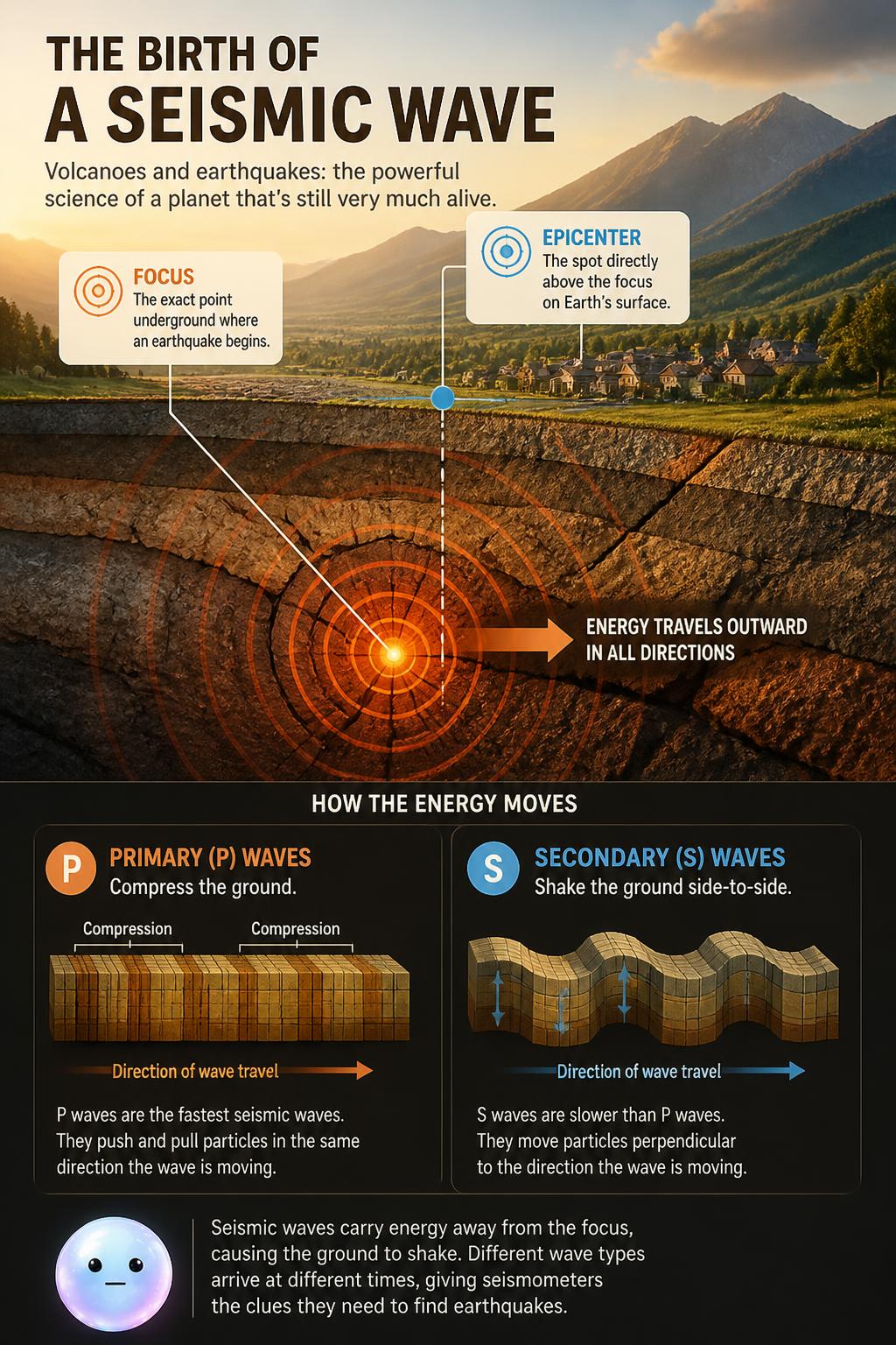 The birth of a seismic wave
