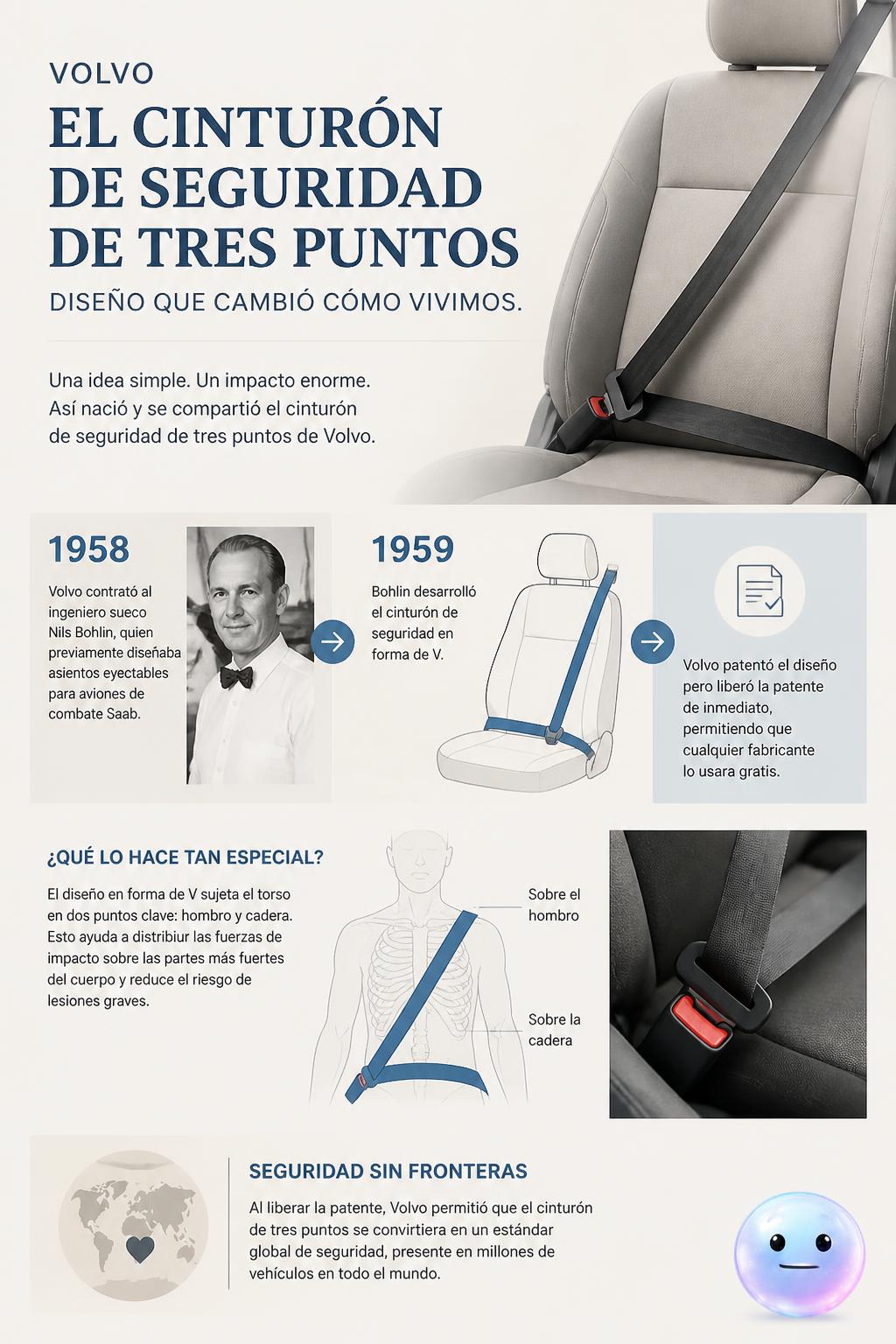 El cinturón de seguridad de tres puntos de Volvo