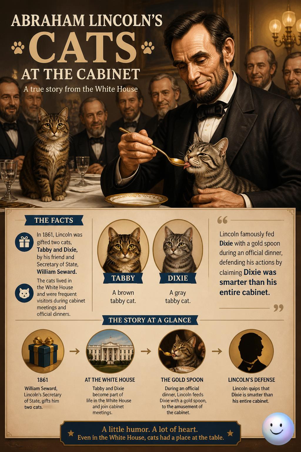 Abraham Lincoln's cats at the cabinet