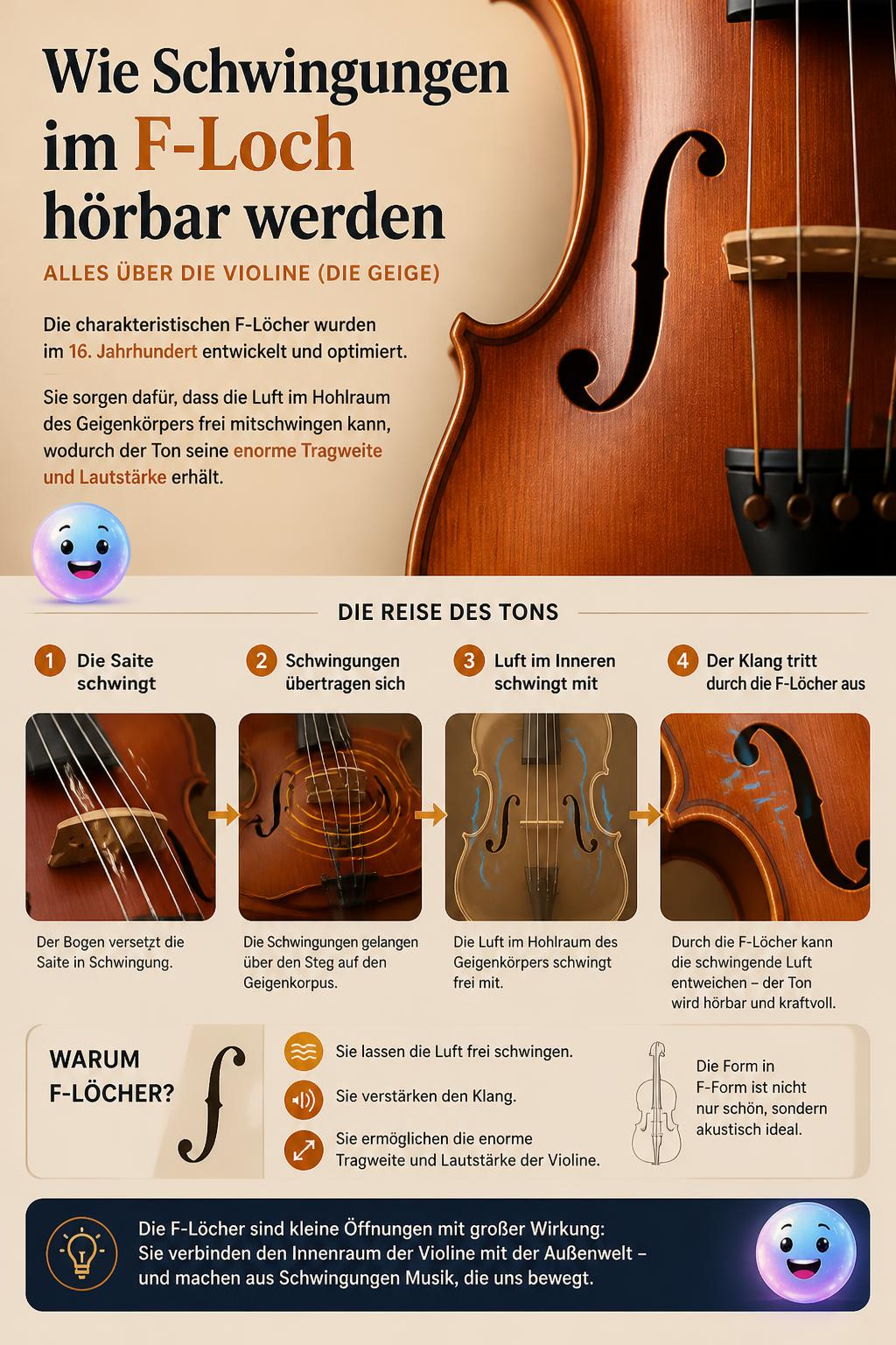 Wie Schwingungen im F-Loch hörbar werden