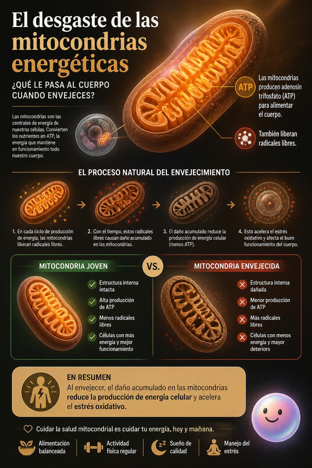 El desgaste de las mitocondrias energéticas