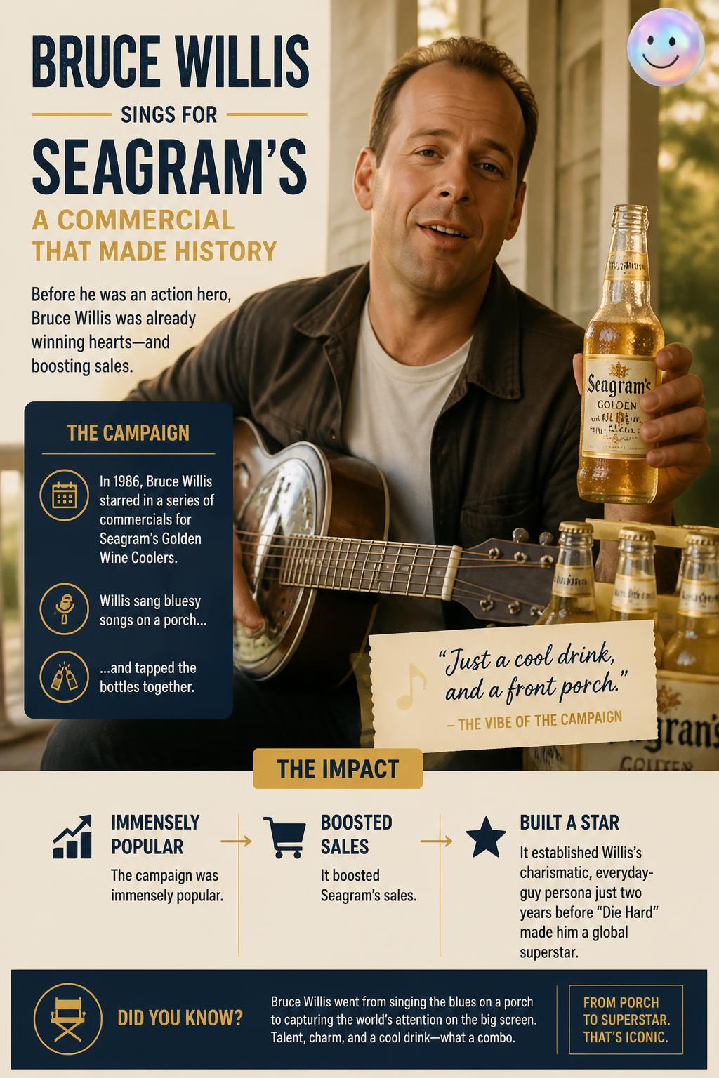 Bruce Willis sings for Seagram's