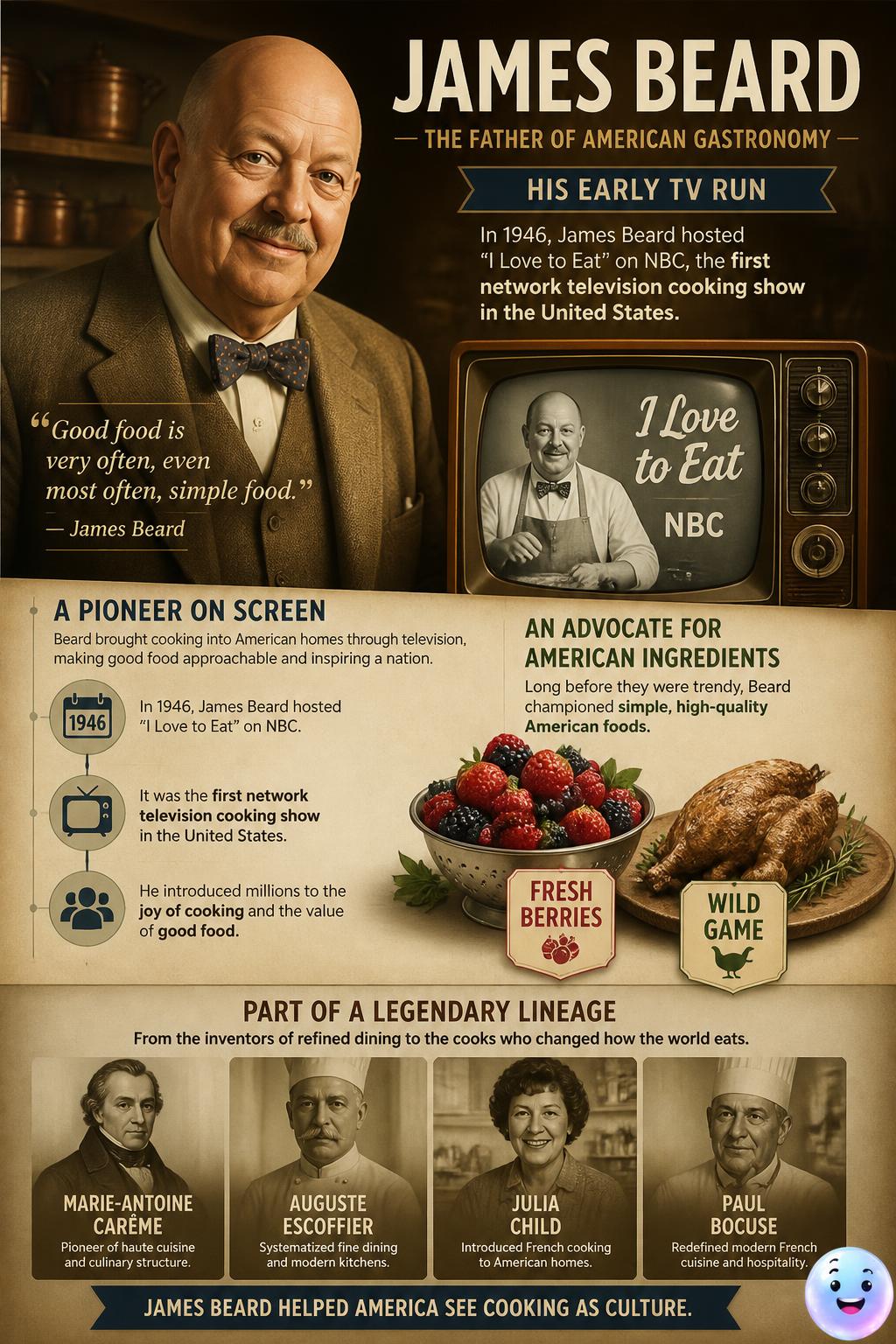 The father of American gastronomy and his early TV run