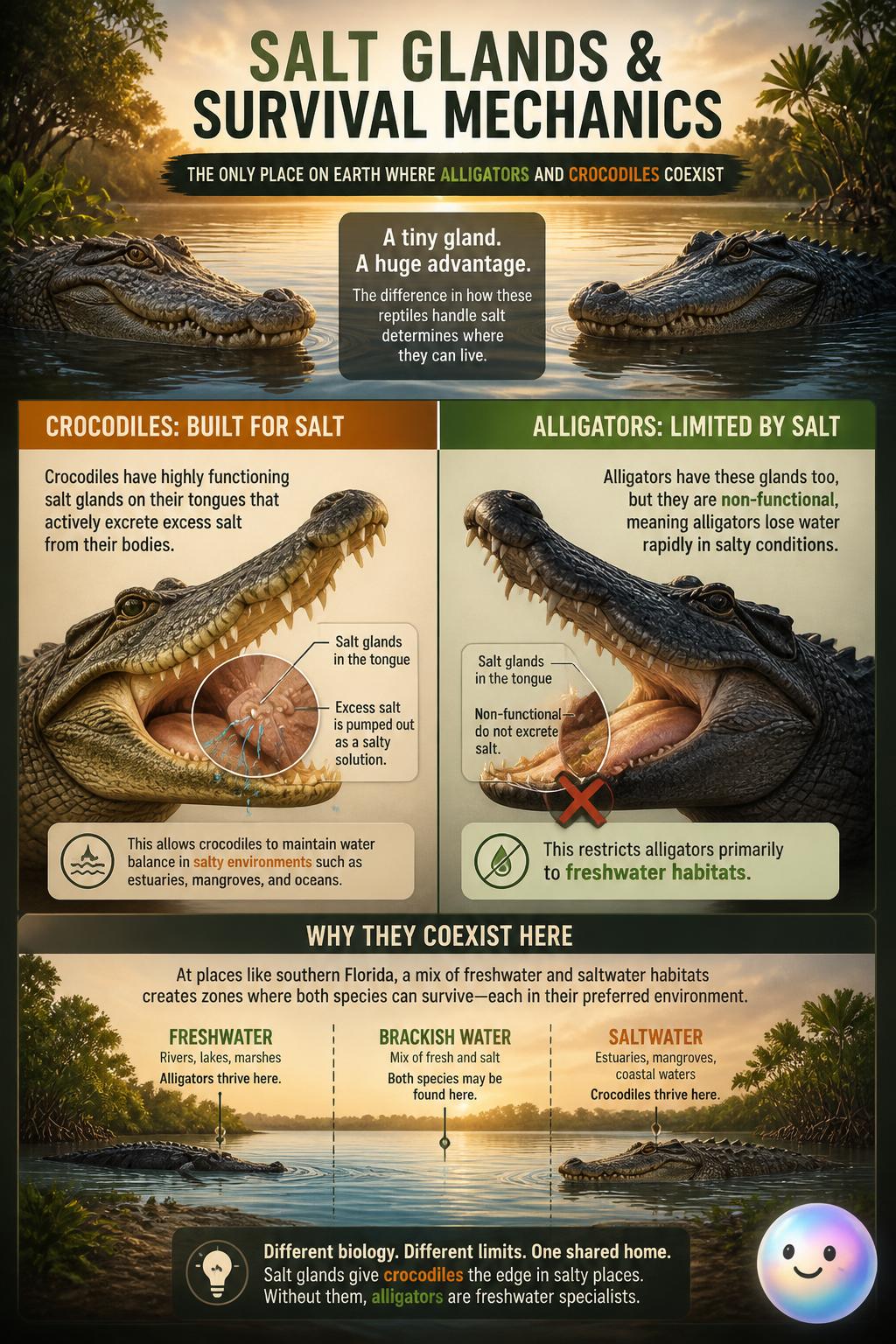 Salt glands and survival mechanics