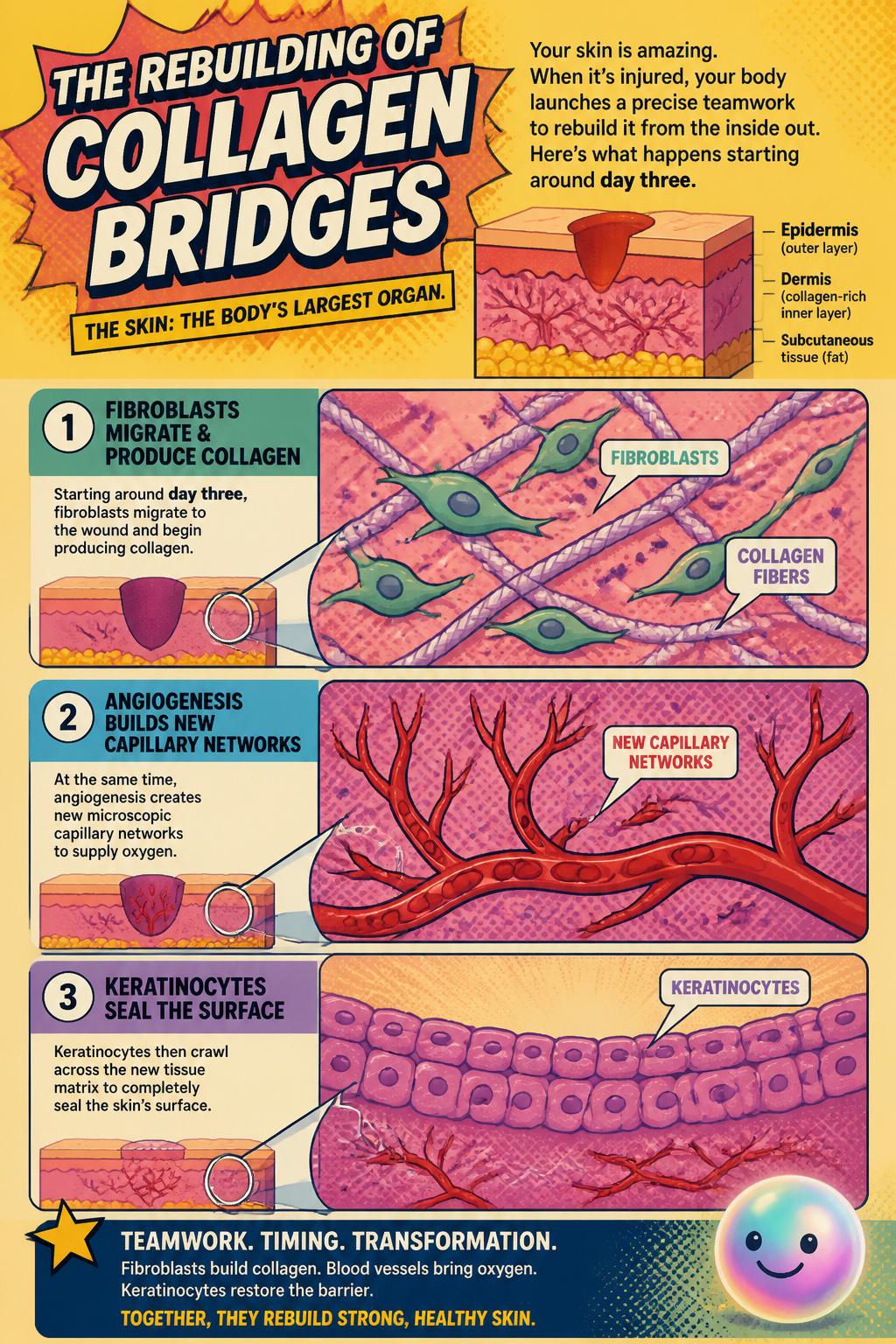 The rebuilding of collagen bridges