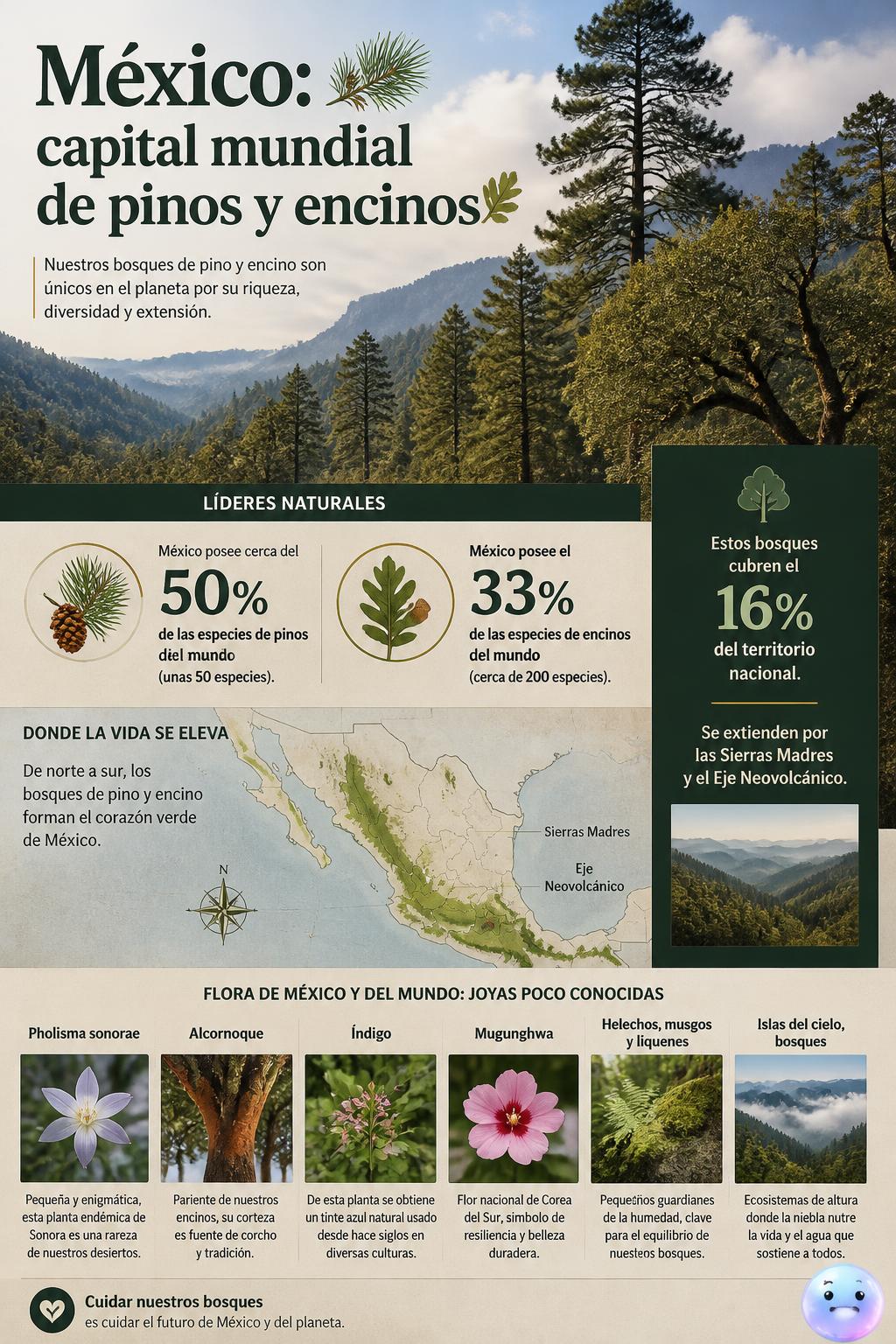 México: capital mundial de pinos y encinos