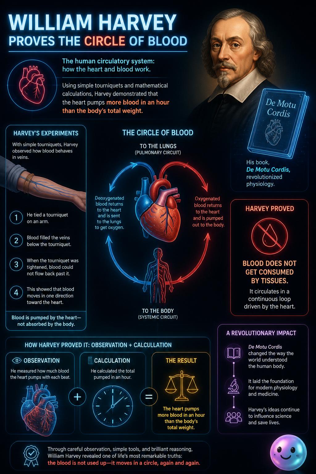 William Harvey proves the circle of blood