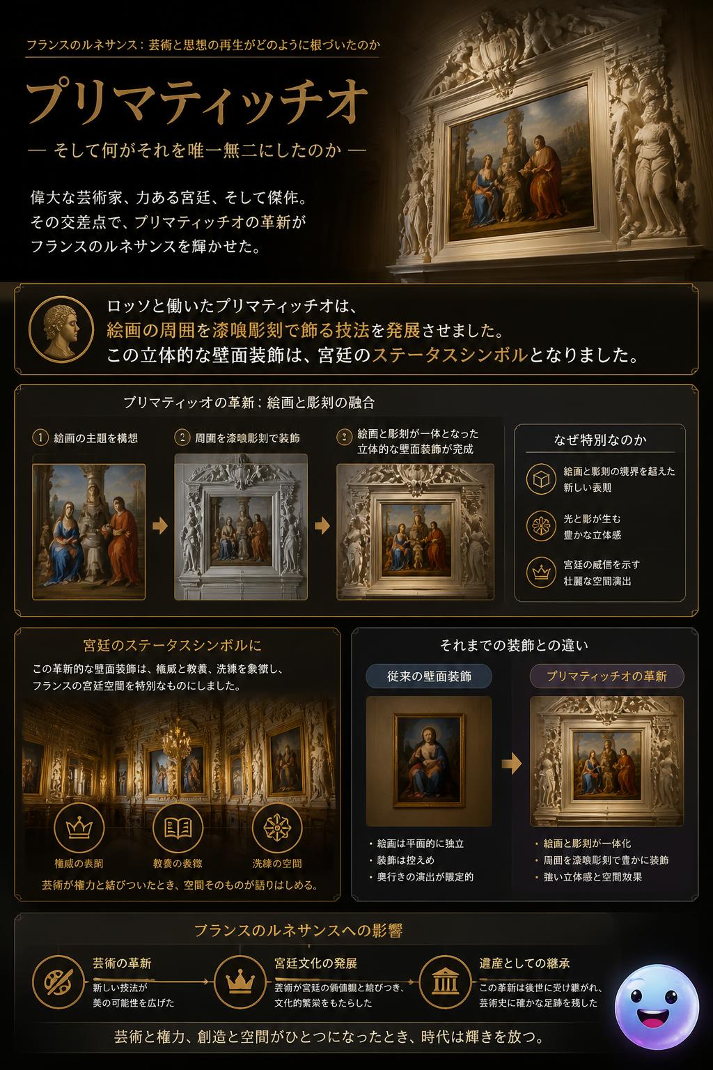 絵画と立体彫刻を融合させたプリマティッチオ