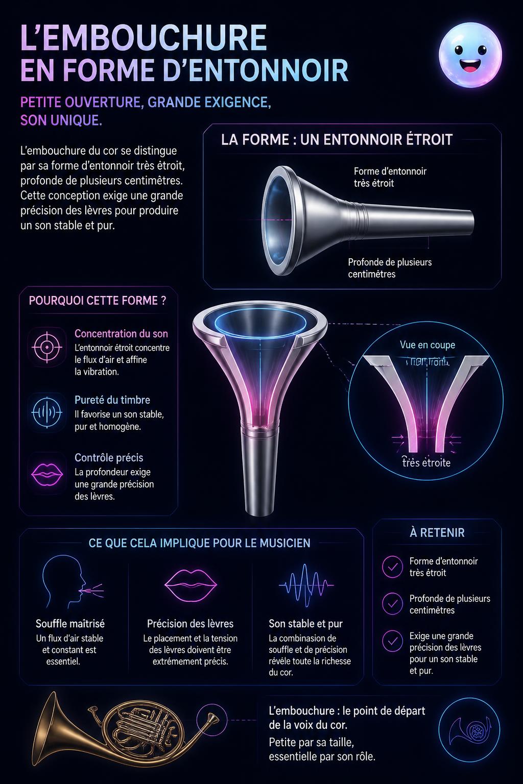 Une embouchure en forme d'entonnoir