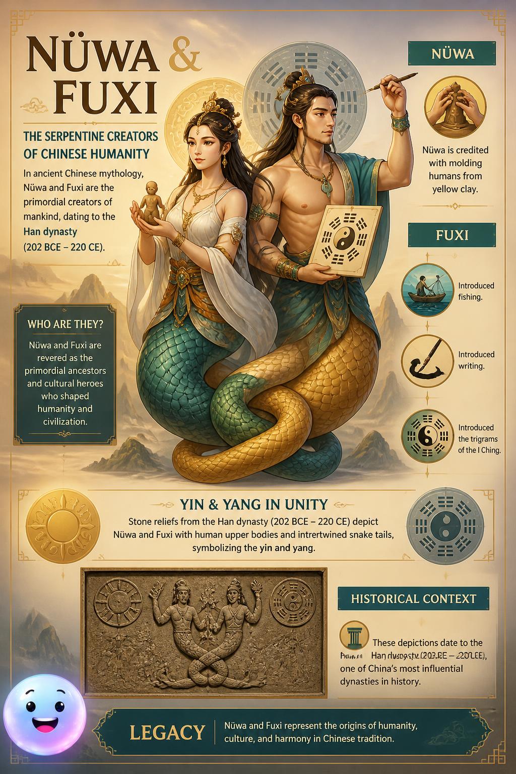 The serpentine creators of Chinese humanity