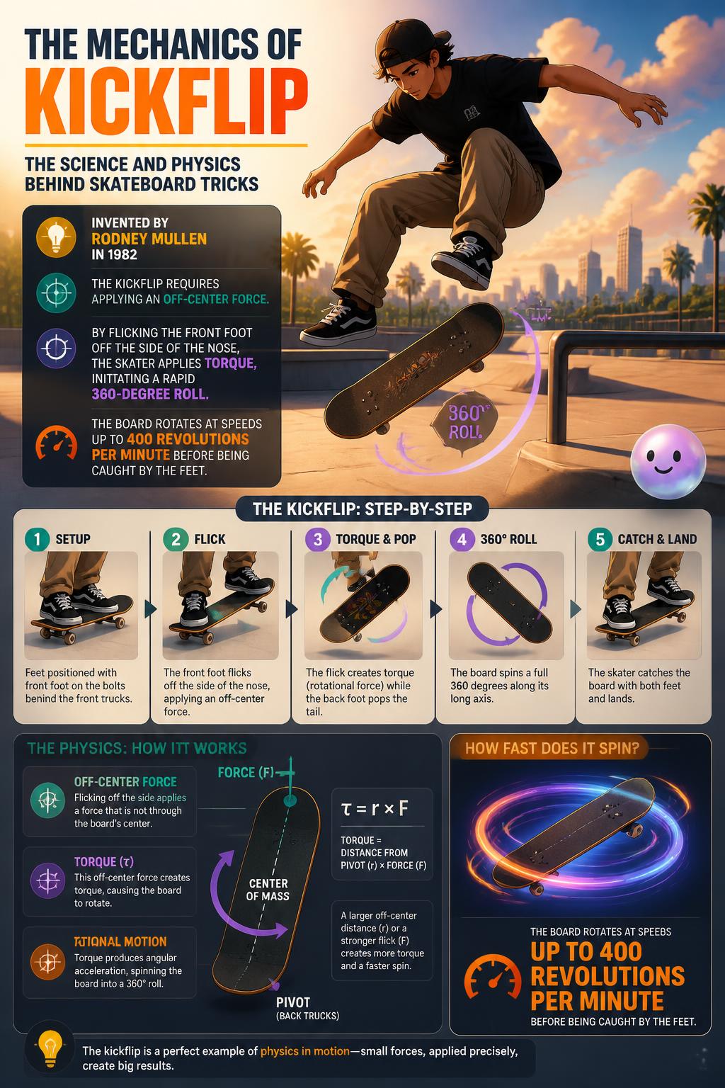 The mechanics of the kickflip