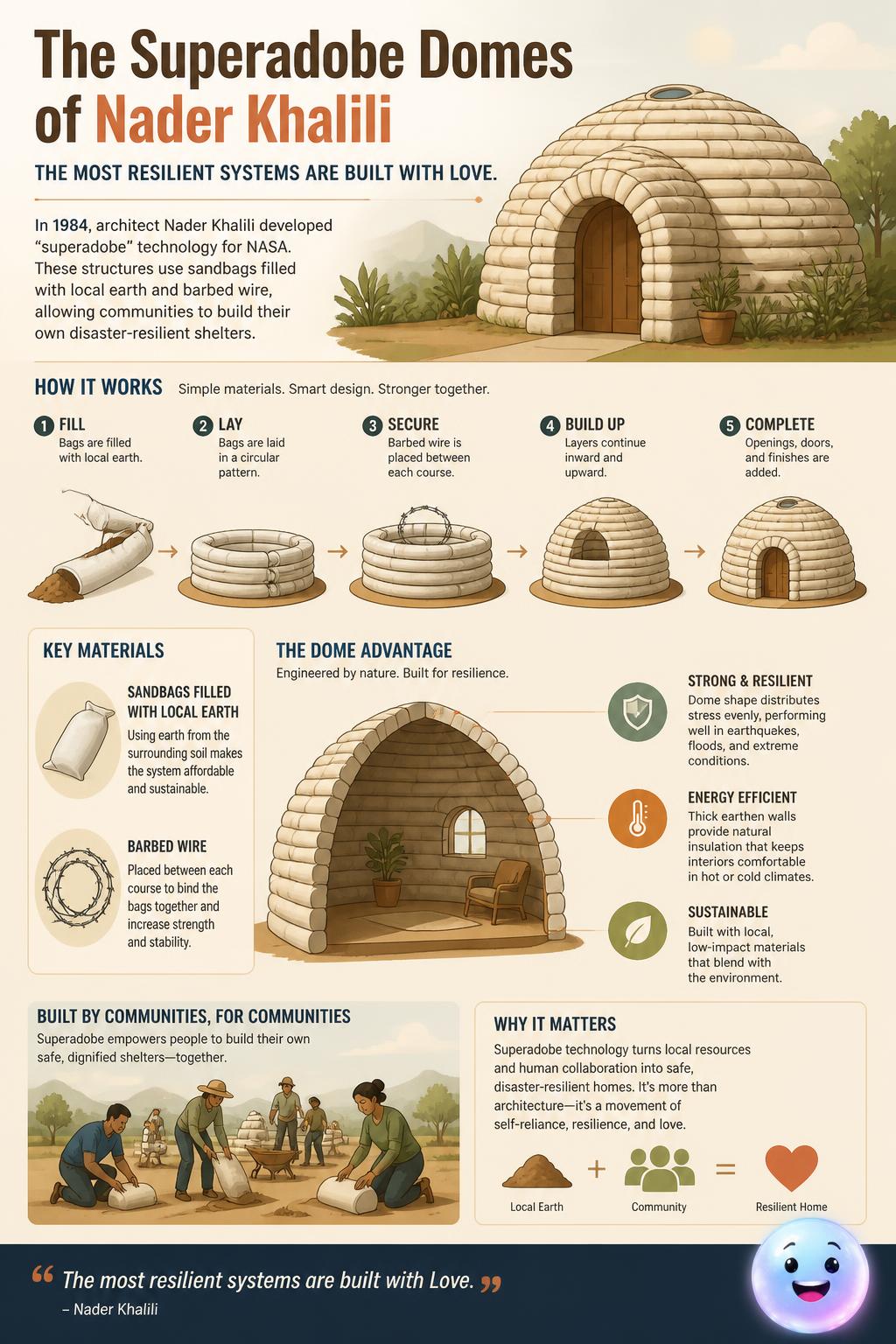 The superadobe domes of Nader Khalili