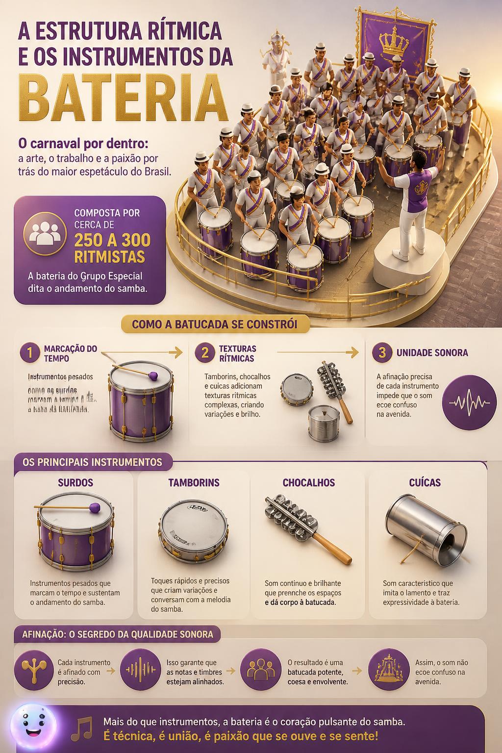 A estrutura rítmica e os instrumentos da bateria