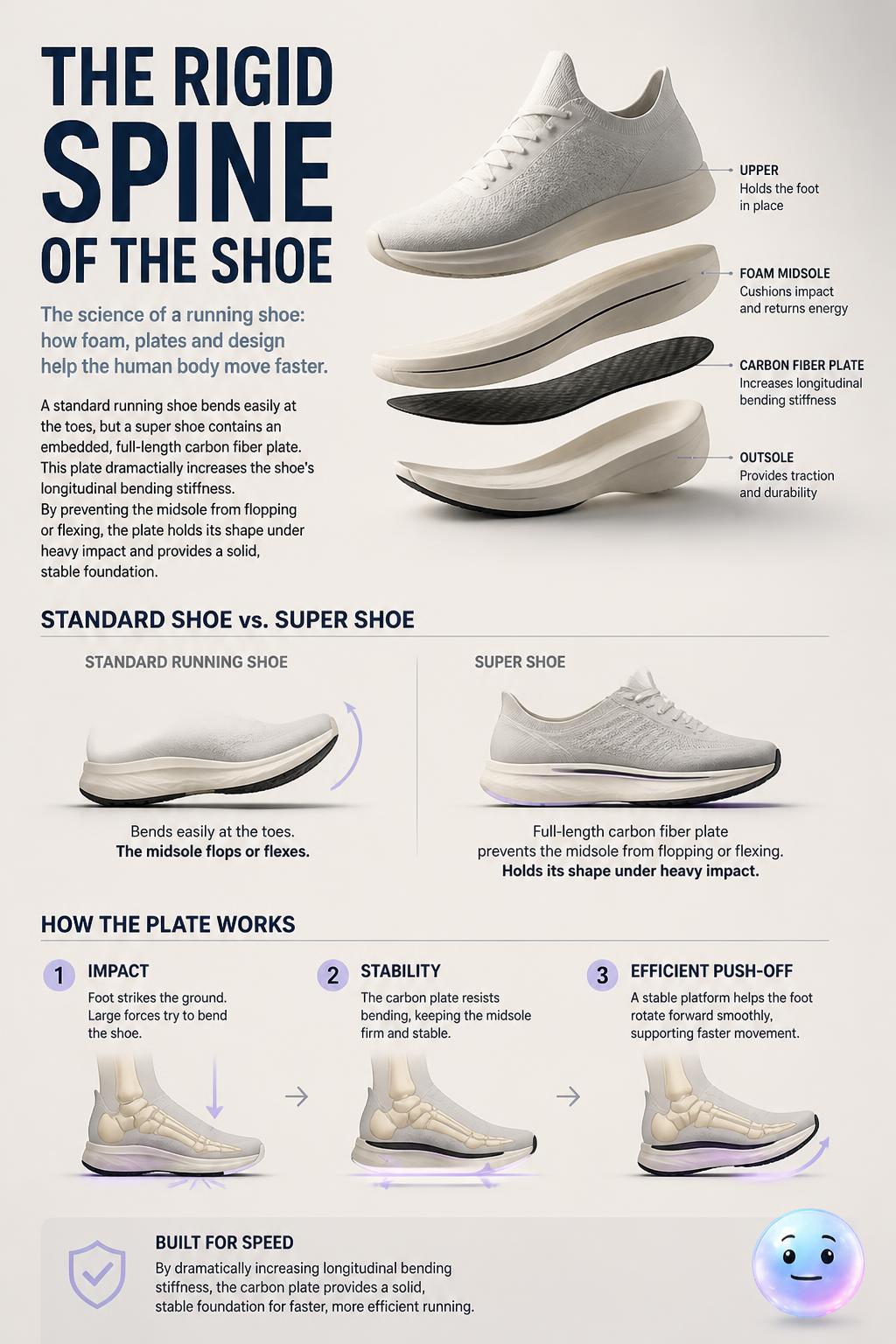 The rigid spine of the shoe