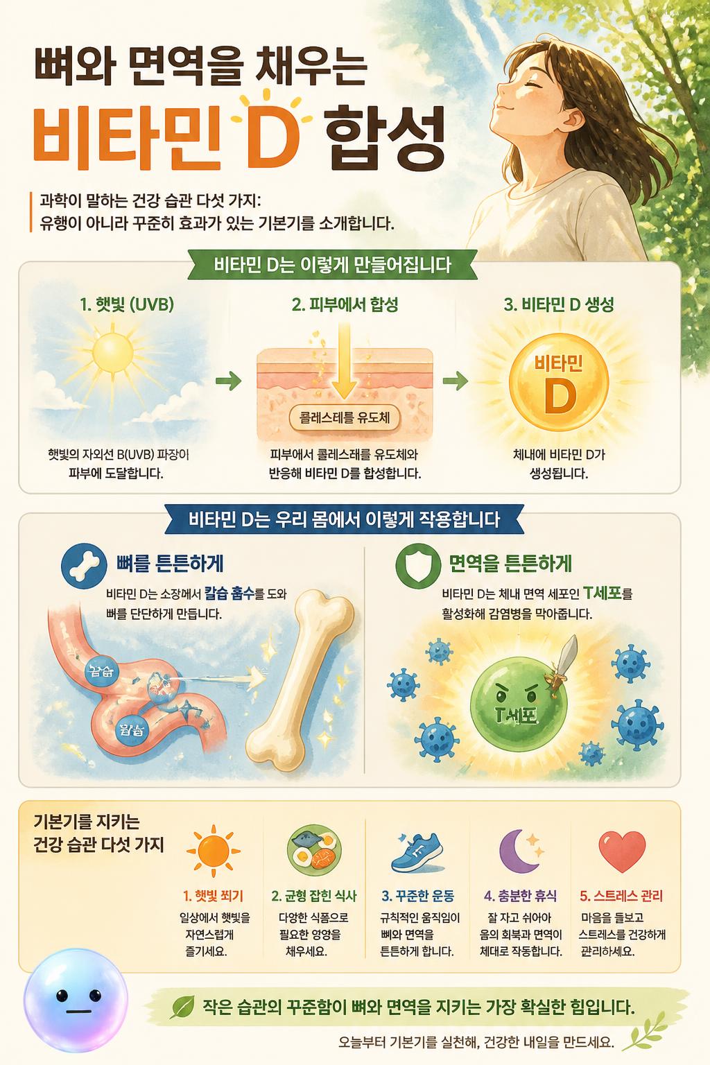 뼈와 면역을 채우는 비타민 D 합성