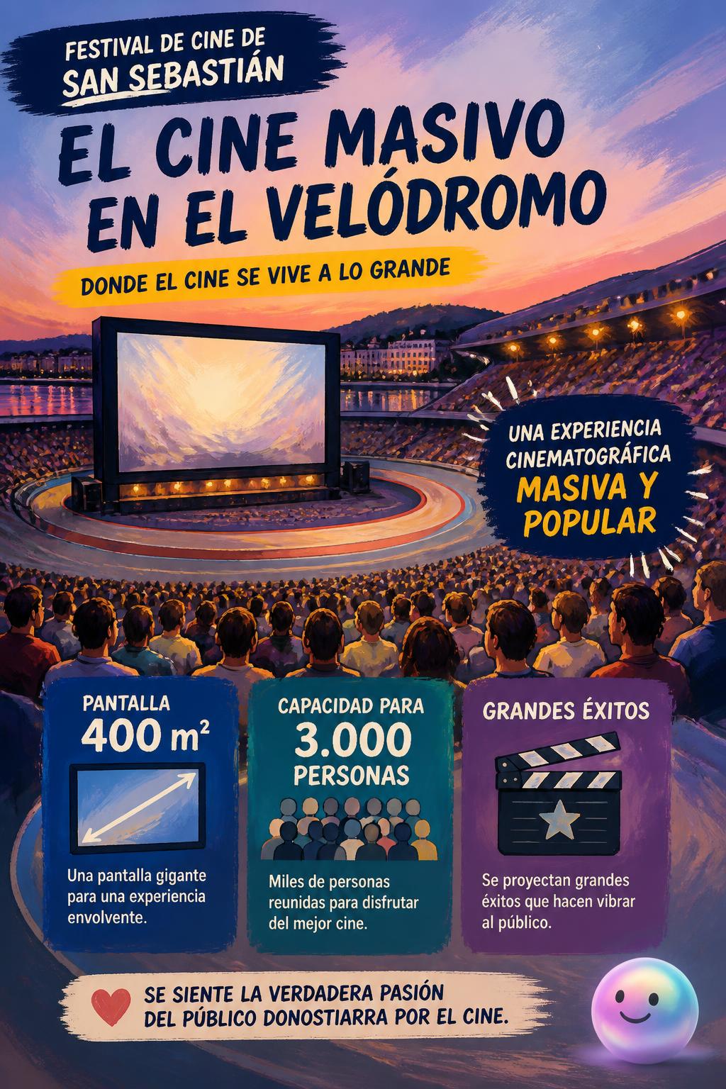 El cine masivo en el velódromo
