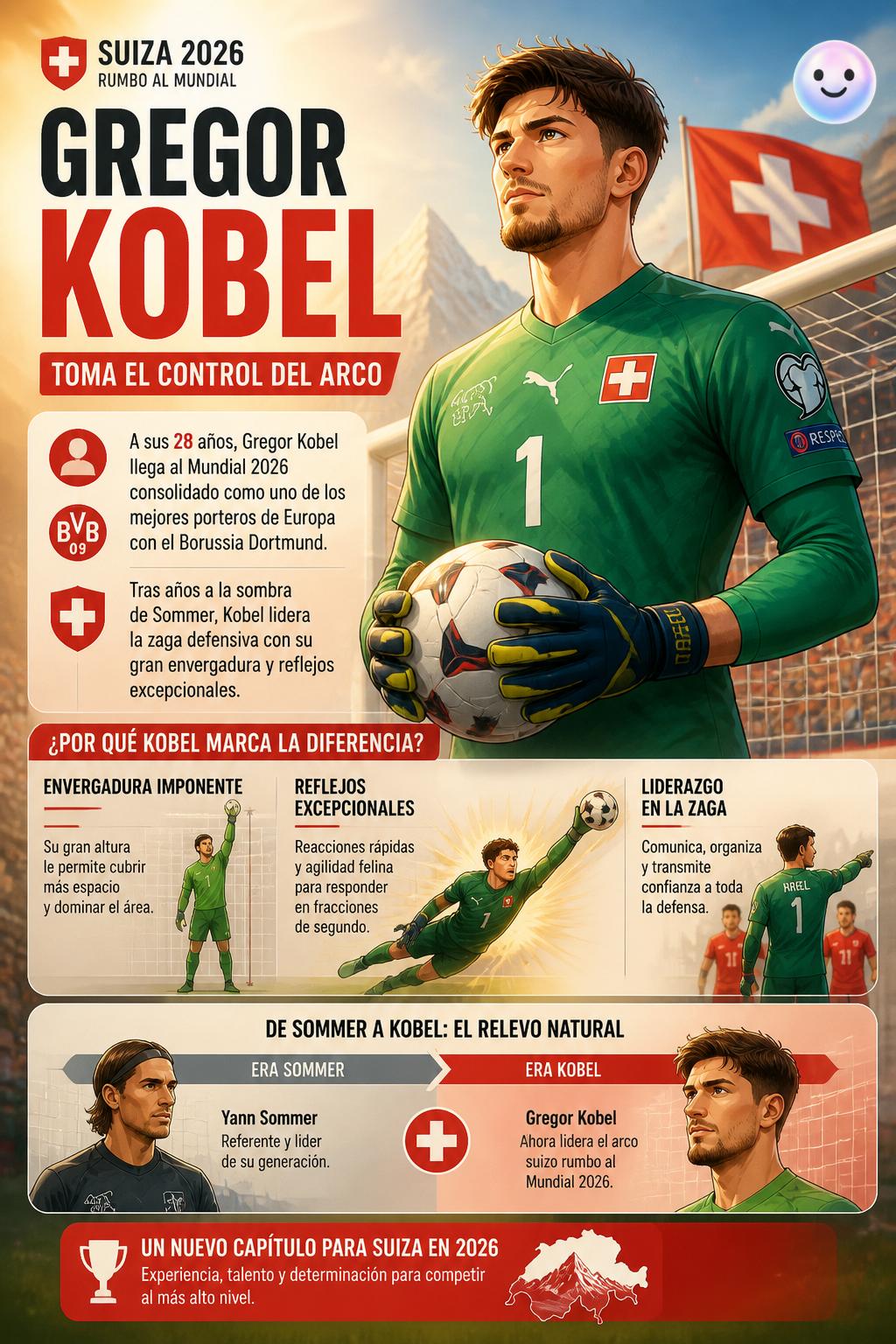 Gregor Kobel toma el control del arco