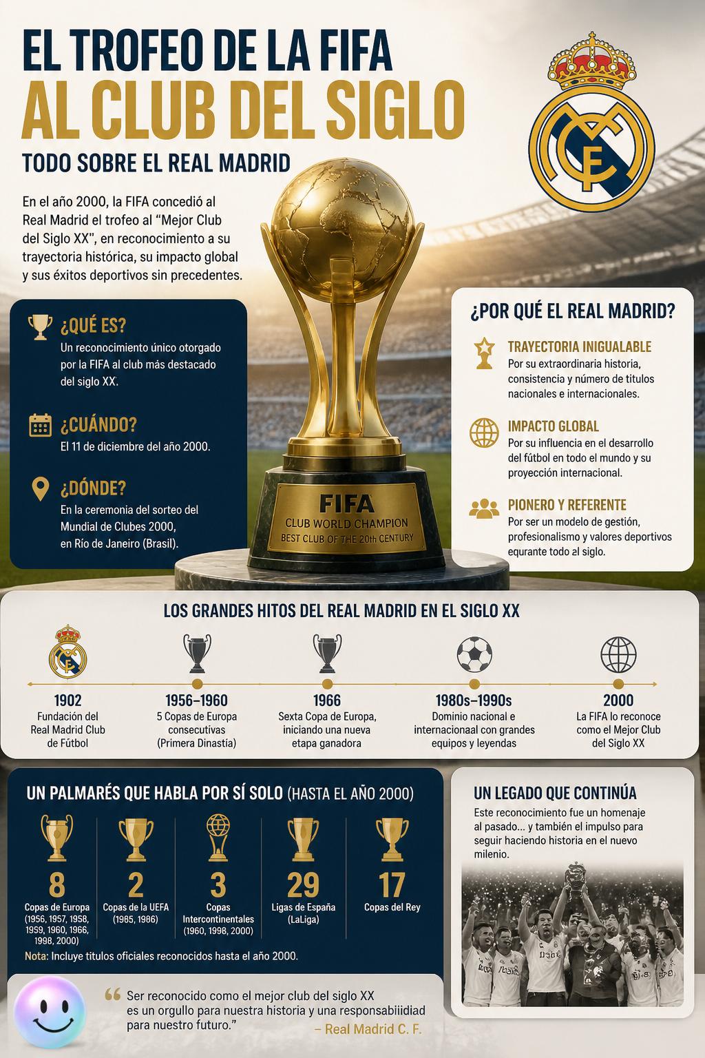 El trofeo de la FIFA al club del siglo