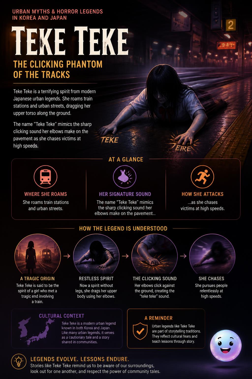 Teke Teke, the clicking phantom of the tracks