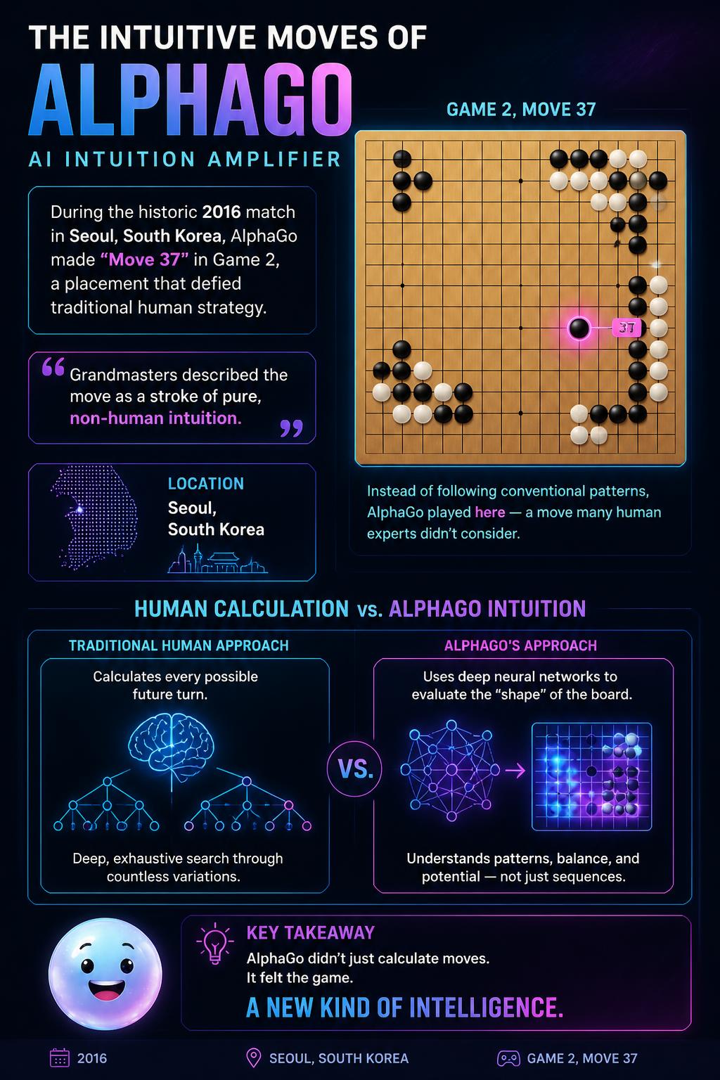 The intuitive moves of AlphaGo