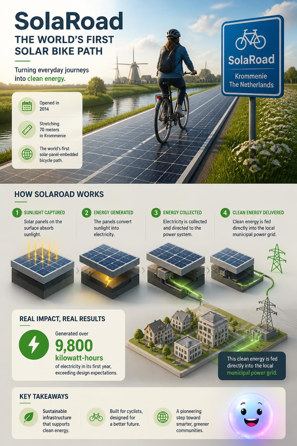 The glowing solar bike paths