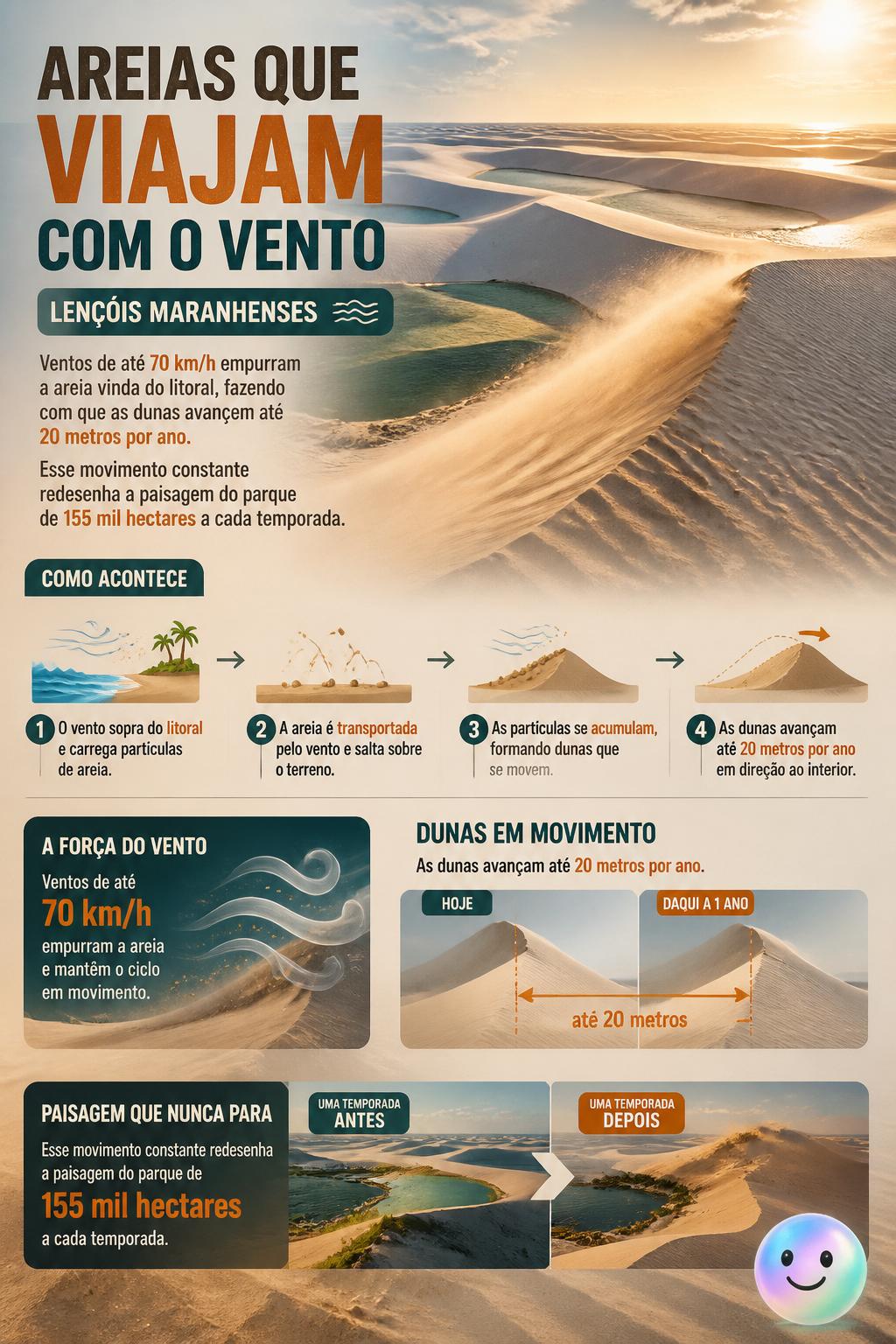 Areias que viajam com o vento
