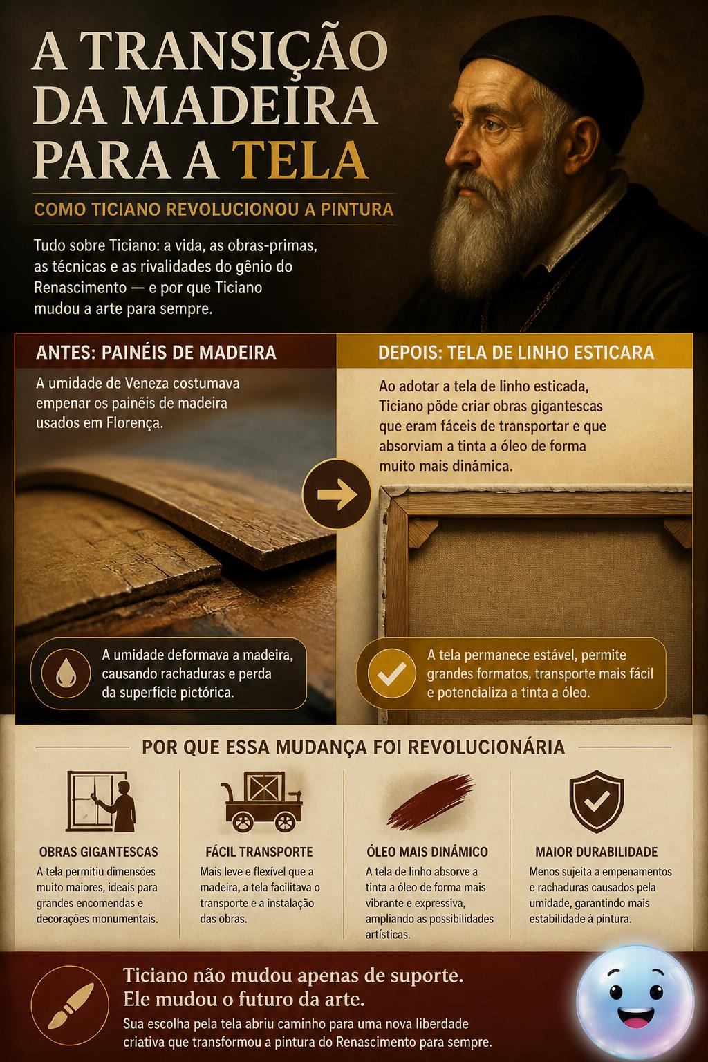 A transição da madeira para a tela