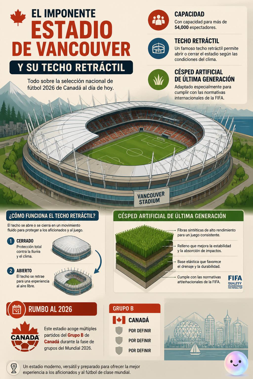 El imponente Estadio de Vancouver y su techo retráctil