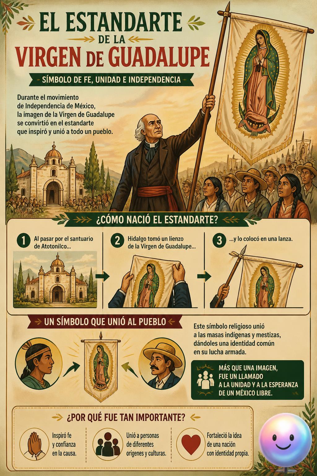 El estandarte de la Virgen de Guadalupe