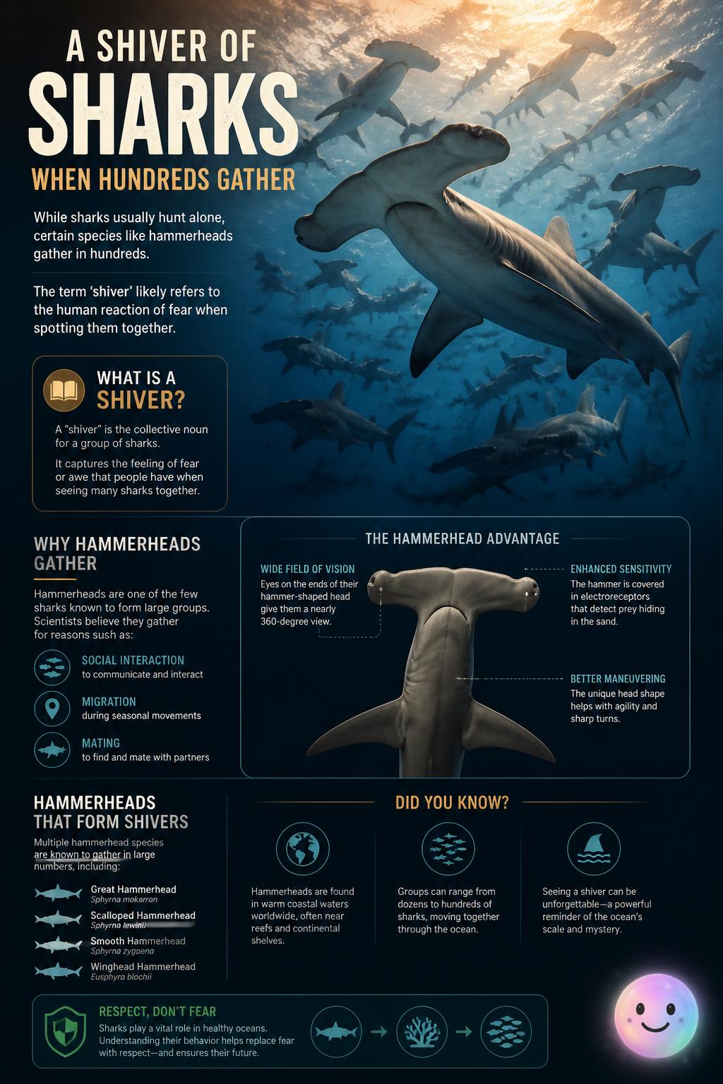 A shiver of sharks gathering