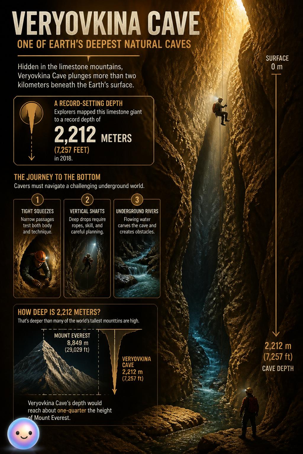 The subterranean depths of Veryovkina Cave