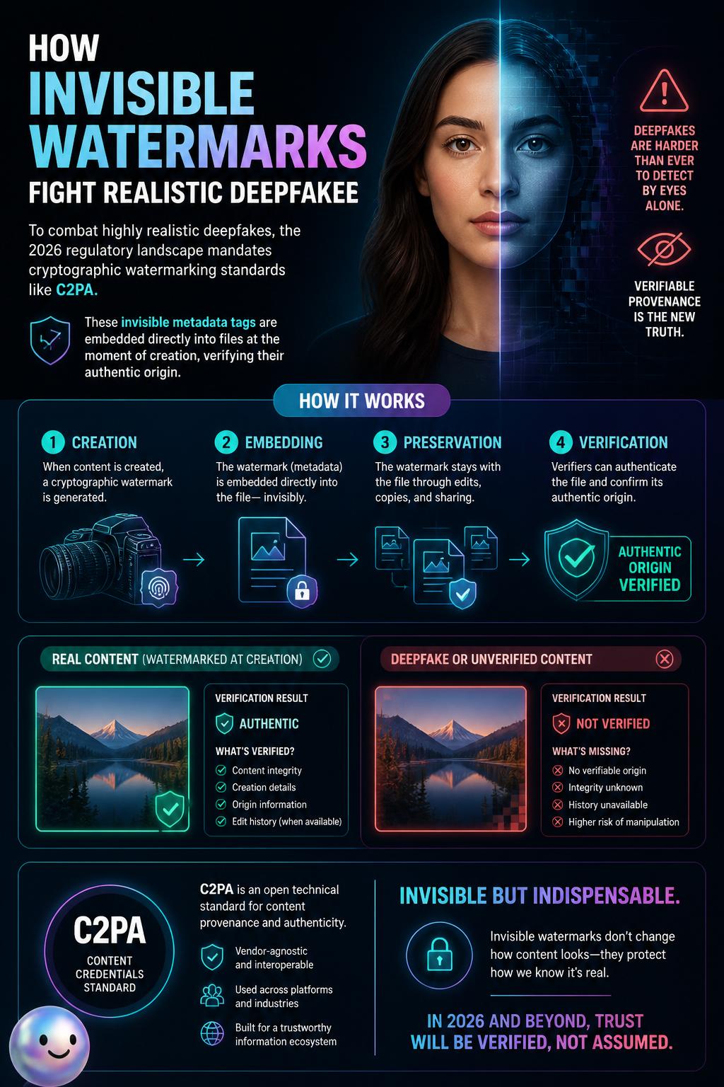How invisible watermarks fight realistic deepfakes