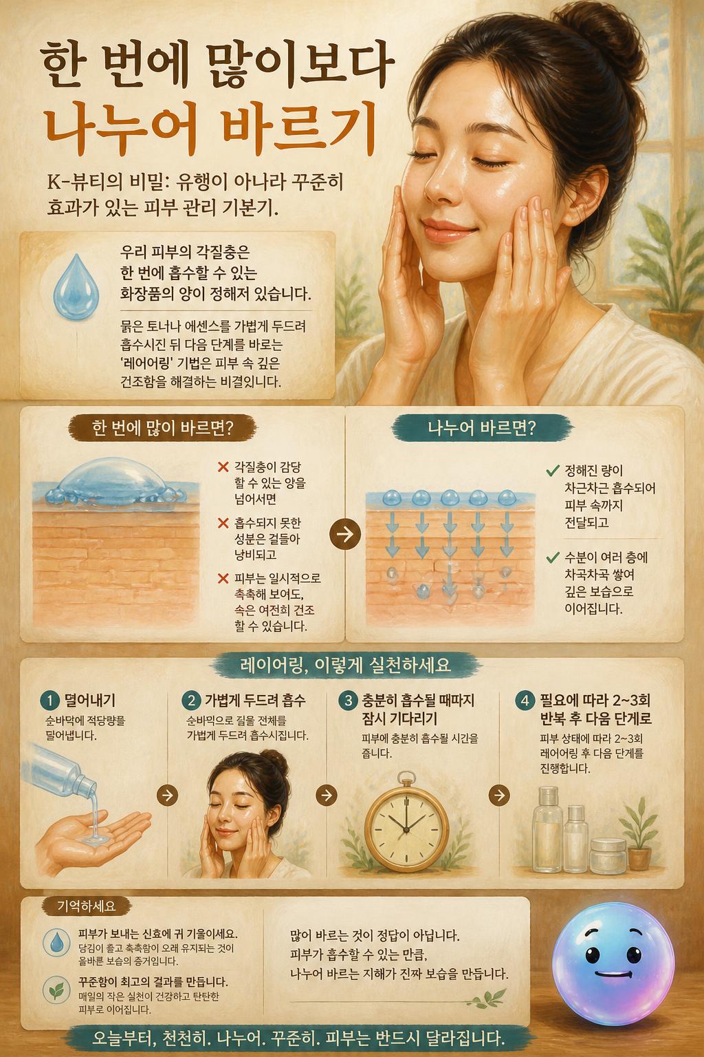 한 번에 많이보다 나누어 바르기