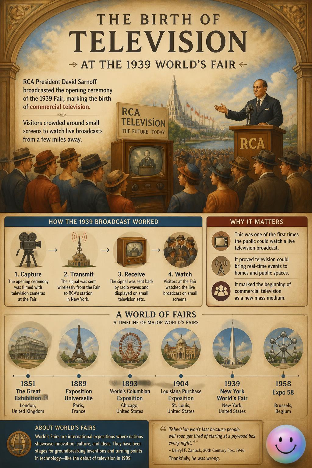 The debut of television broadcasting