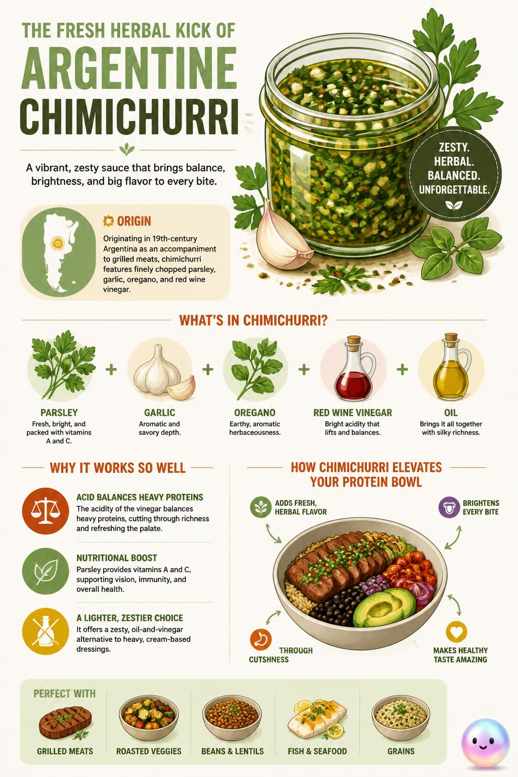 The fresh herbal kick of Argentine chimichurri