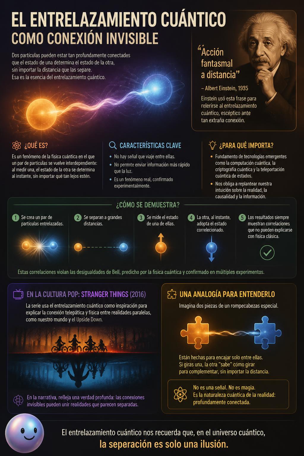 El entrelazamiento cuántico como conexión invisible