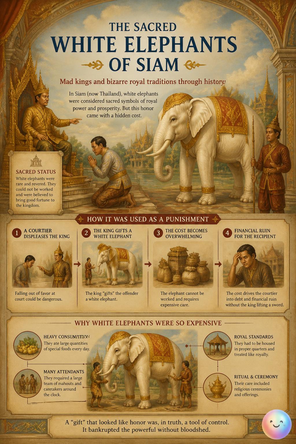 The sacred white elephants of Siam