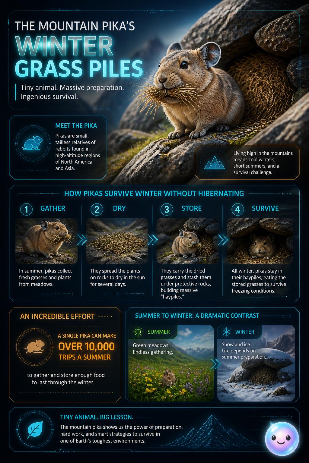 The mountain pika's winter grass piles