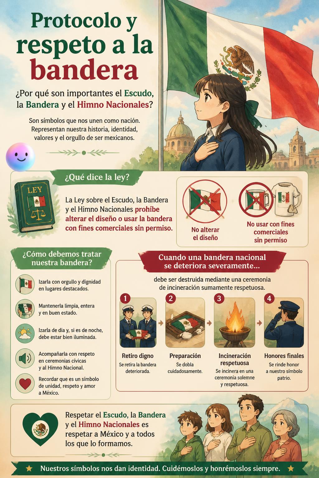 El protocolo y respeto a la bandera