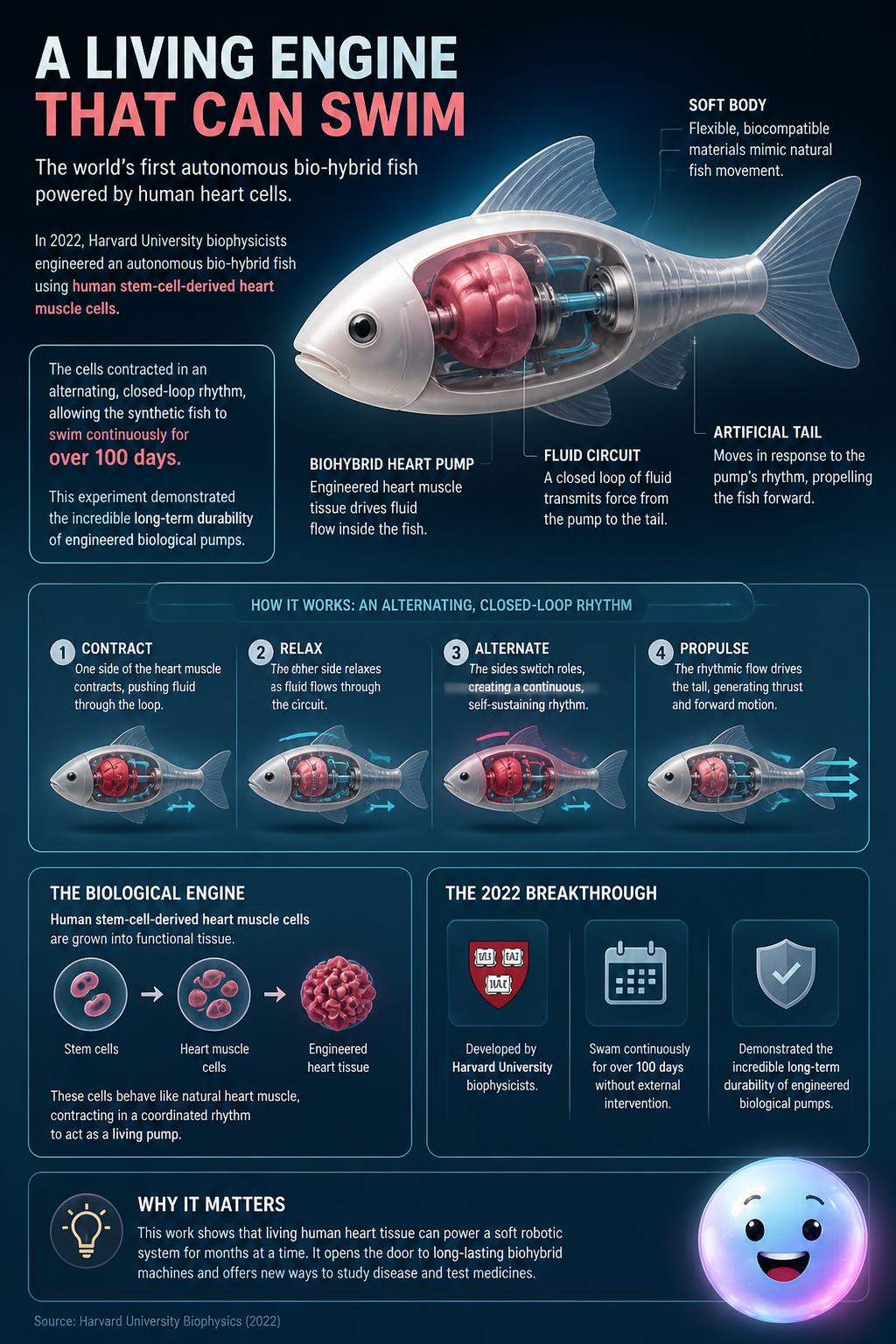 Swimming synthetic fish powered by heart cells