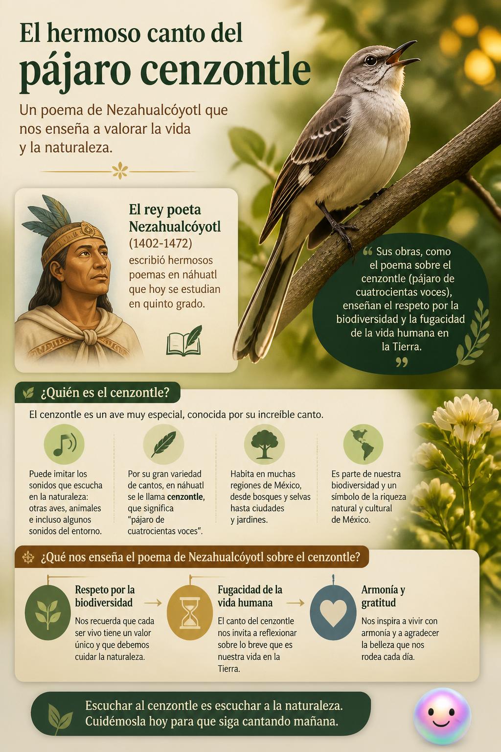 El hermoso canto del pájaro cenzontle