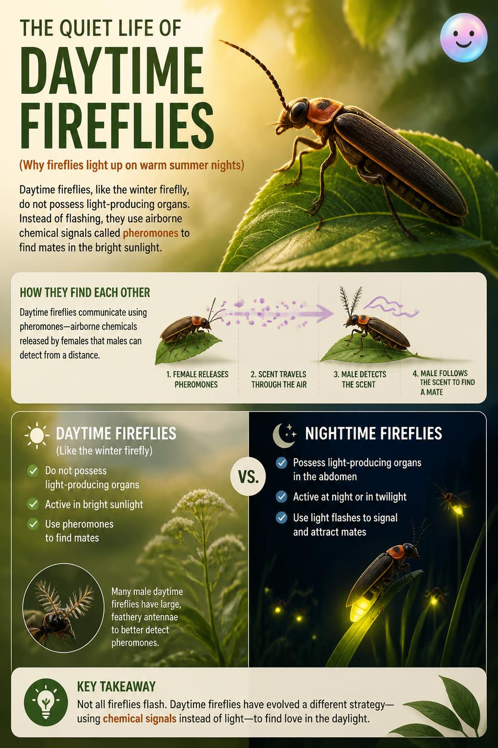 The quiet life of daytime fireflies