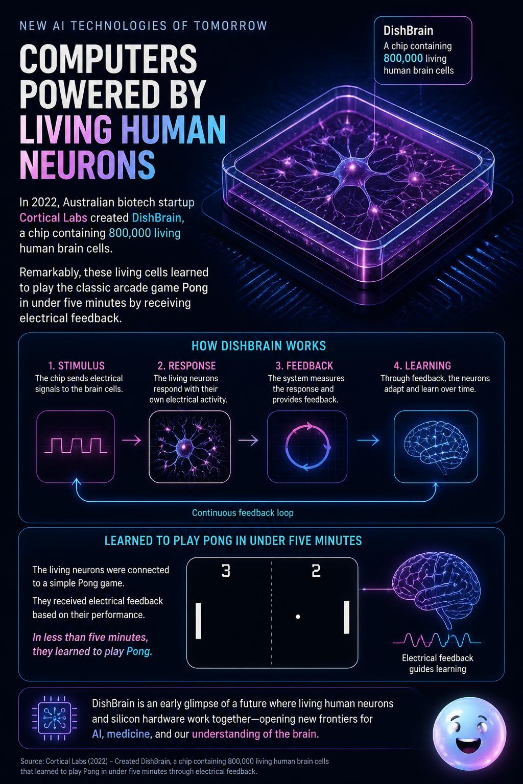 Computers powered by living human neurons