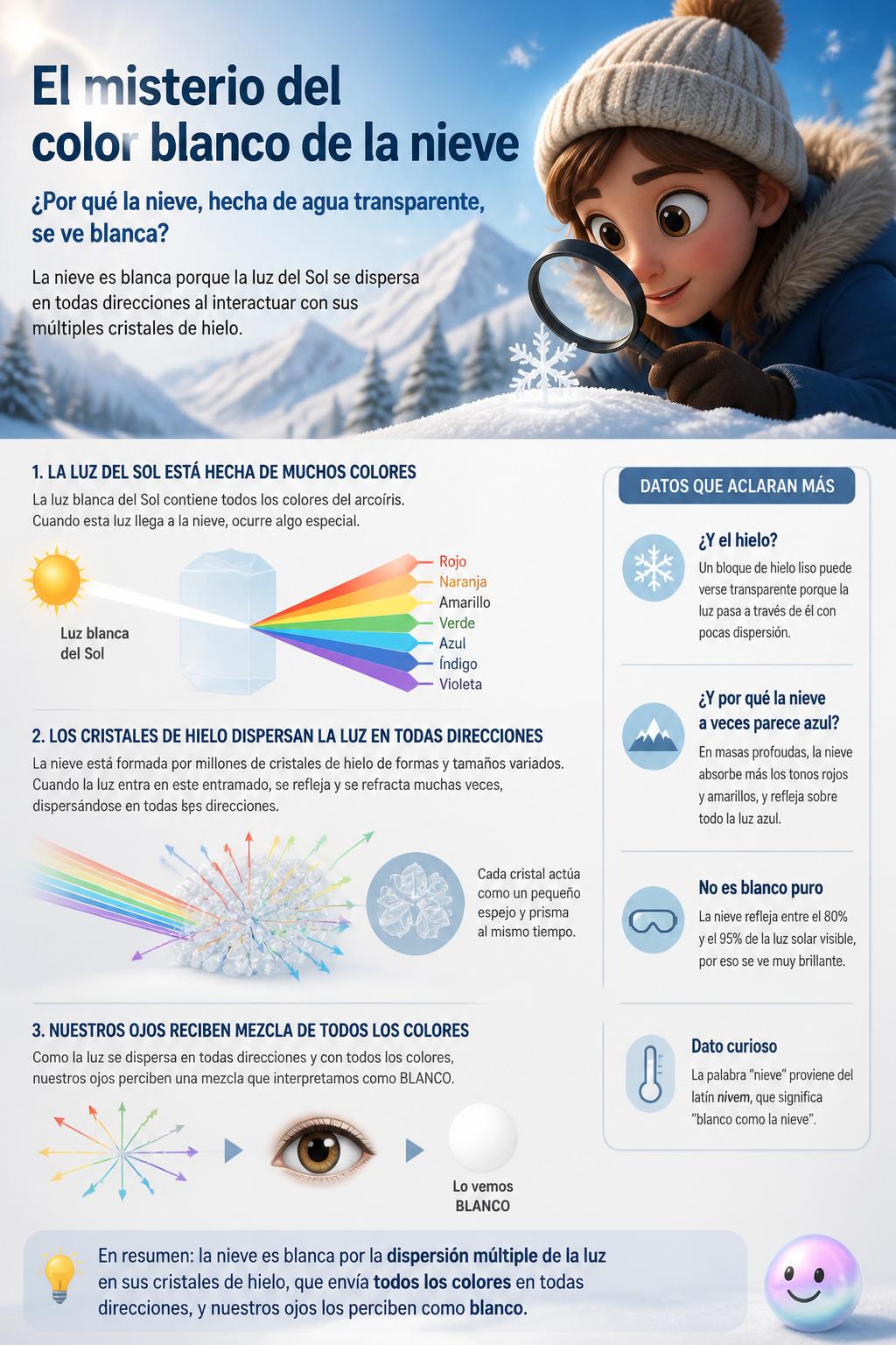 El misterio del color blanco de la nieve