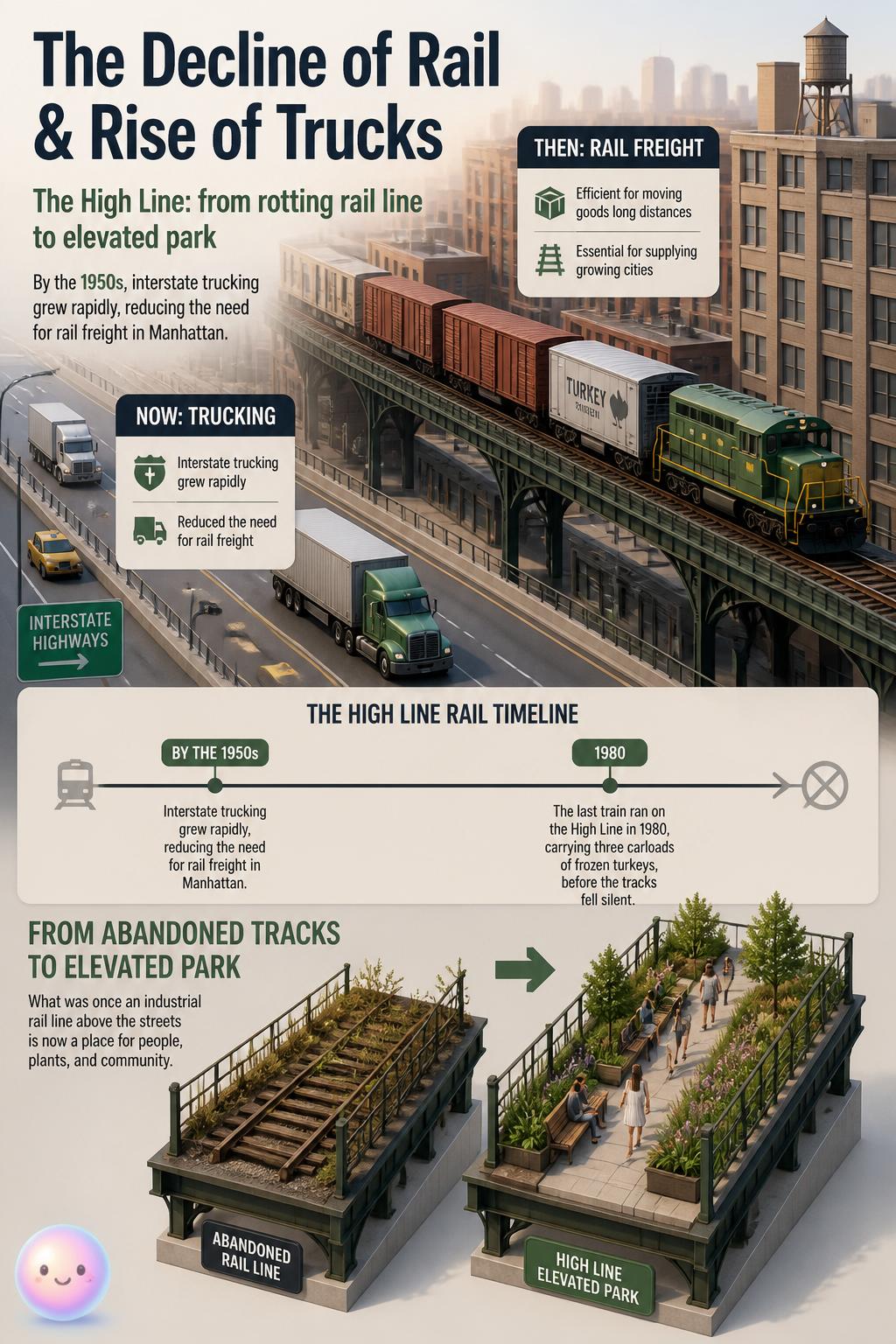 The decline of rail and rise of trucks
