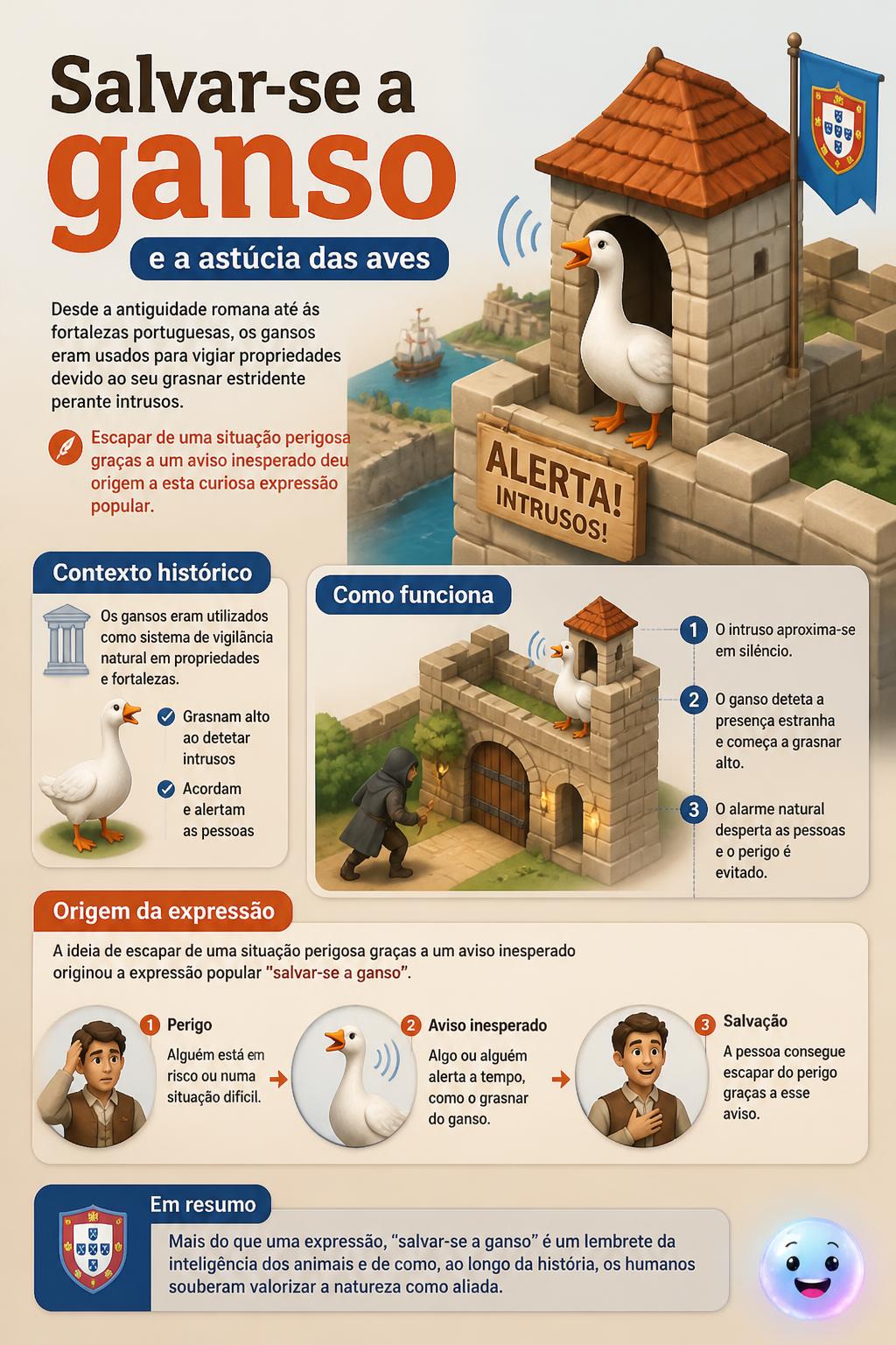 Salvar-se a ganso e a astúcia das aves