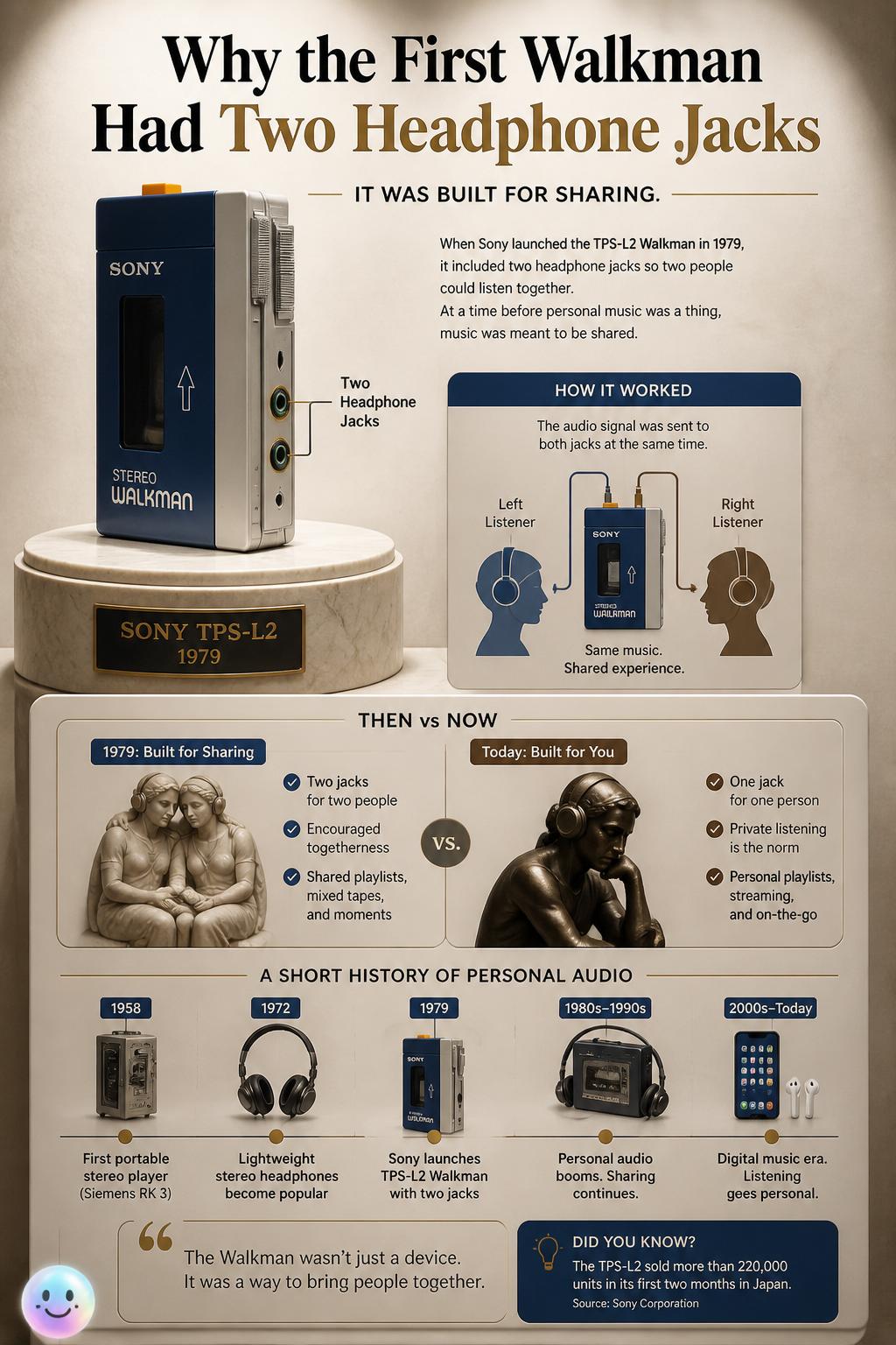 Why the first Walkman had two headphone jacks