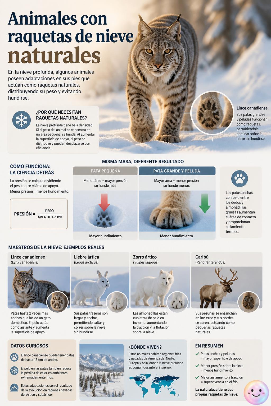 Animales con raquetas de nieve naturales