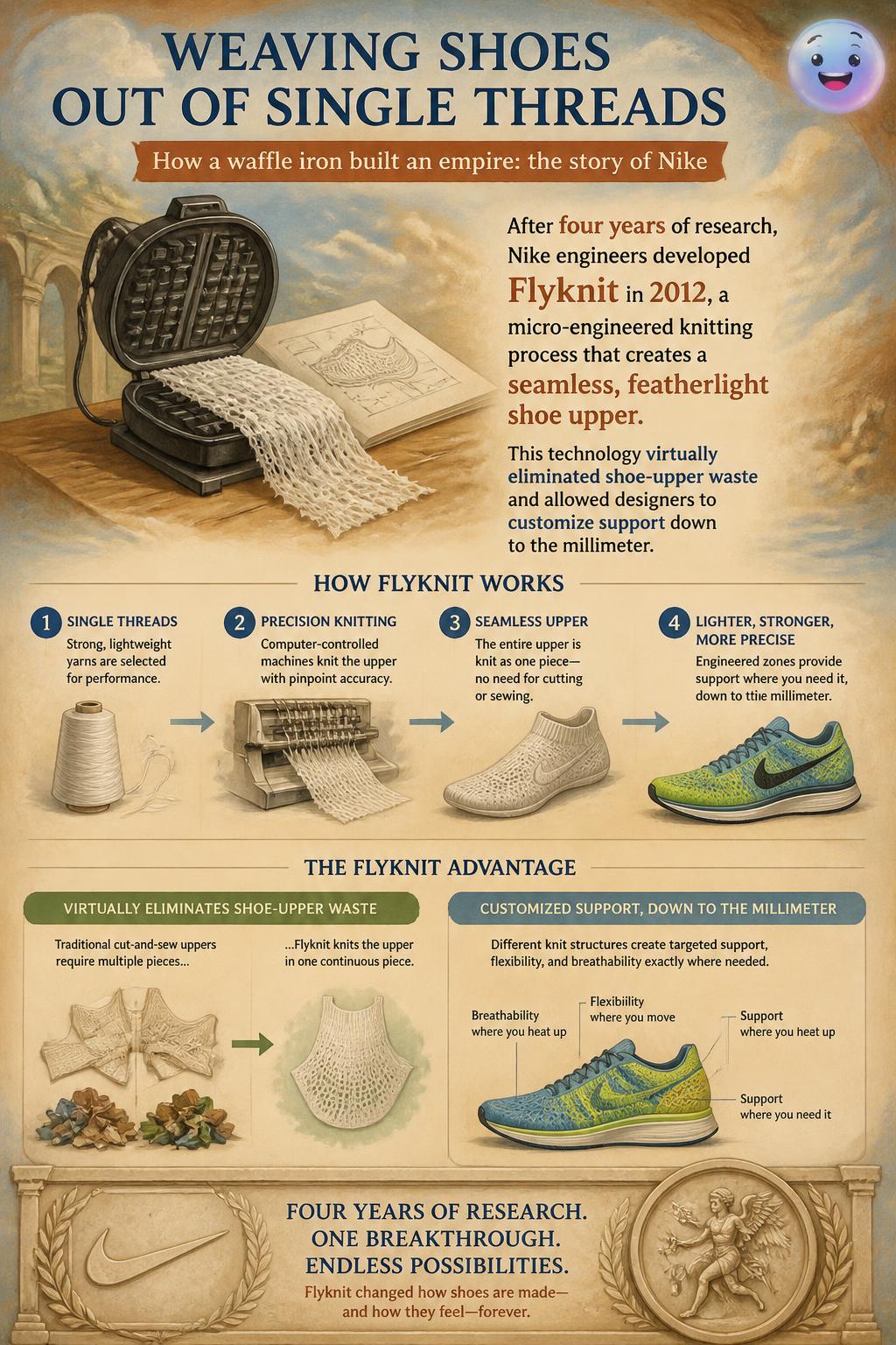 Weaving shoes out of single threads