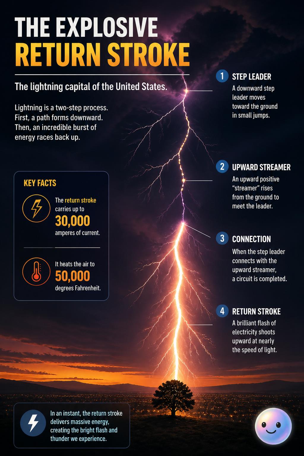 The explosive return stroke